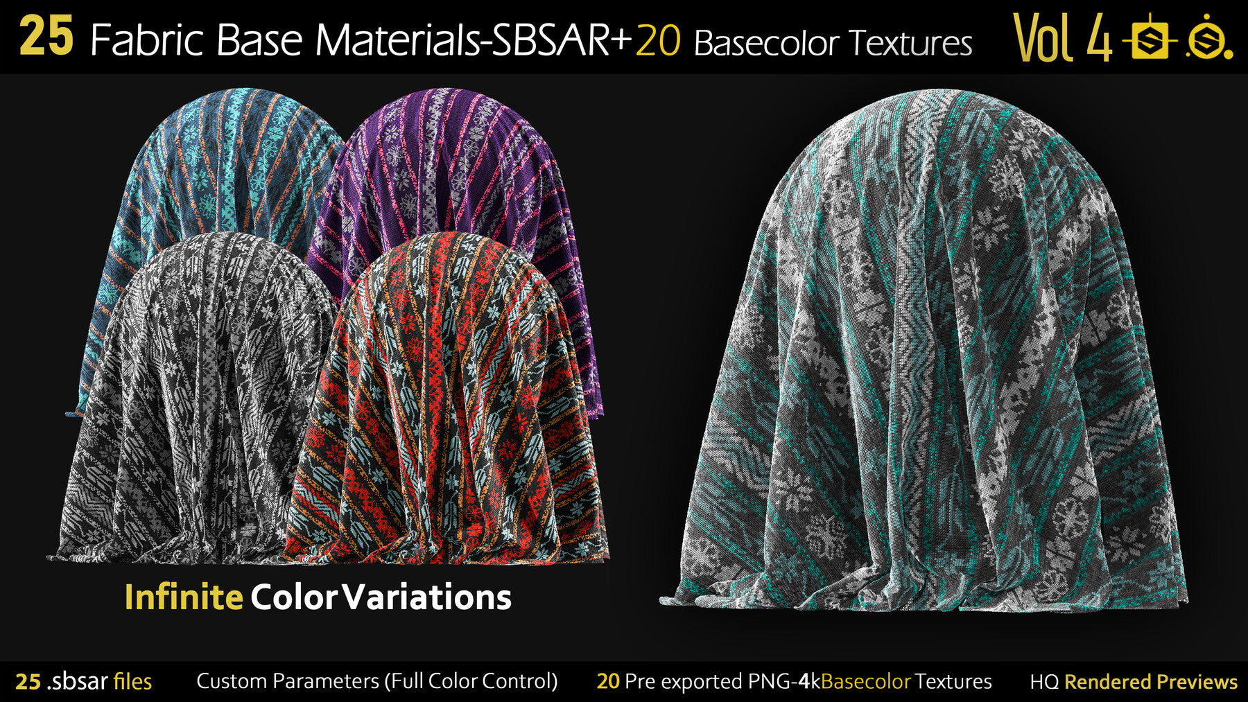 25 Fabric Materials-sbsar+20Basecolor Textures