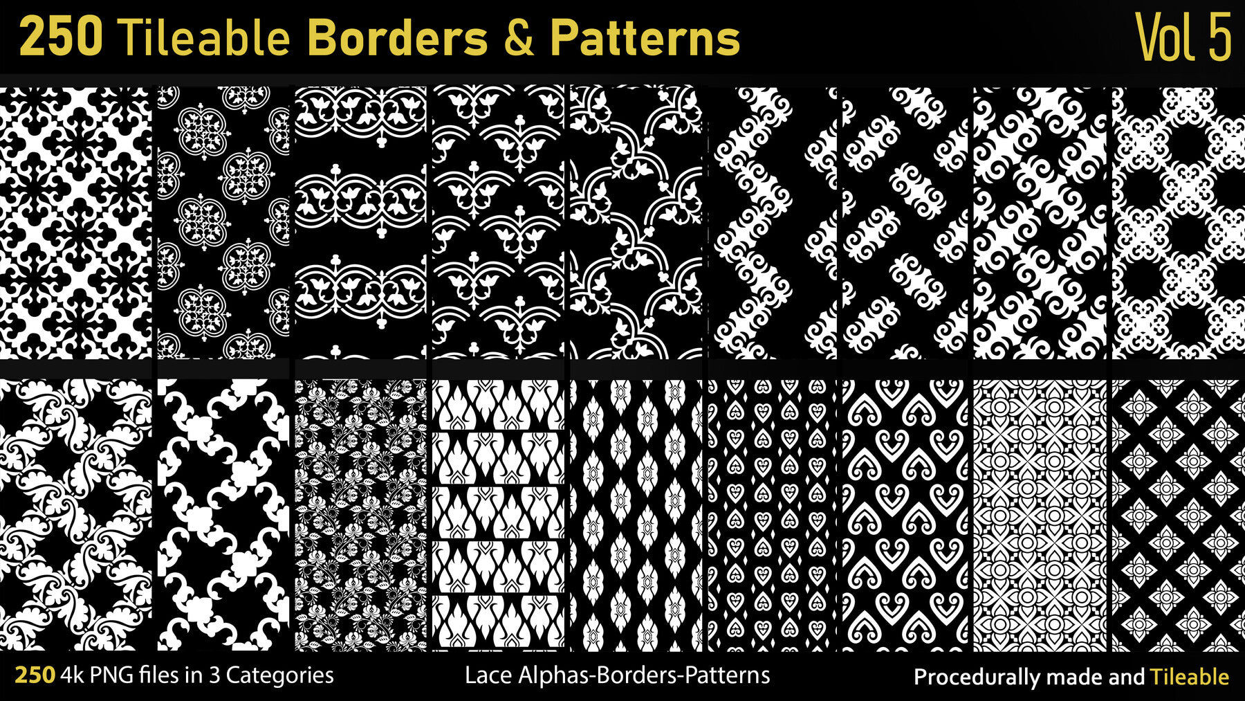 250 Alphas-Tileable Borders&Patterns-Vol5