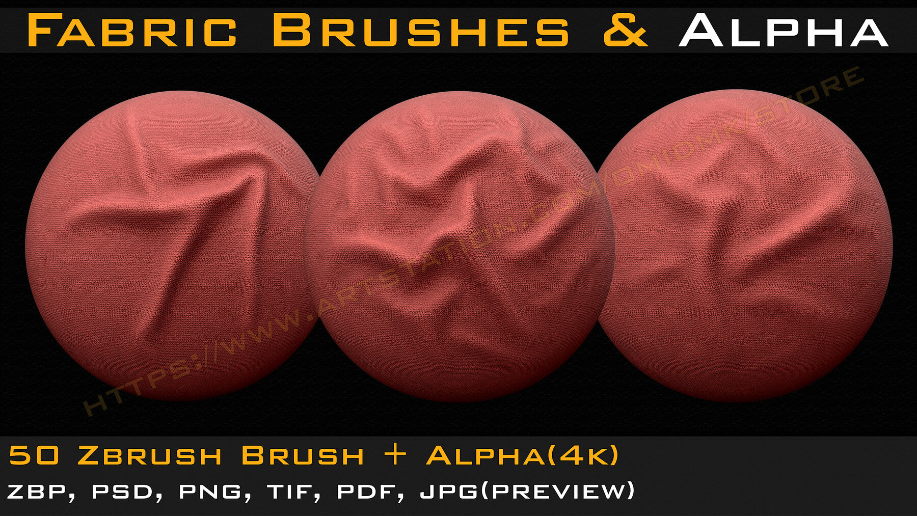 50 +10 Fabric & leather Brushes (4k) Tension & Compression Folds- Alpha V-01