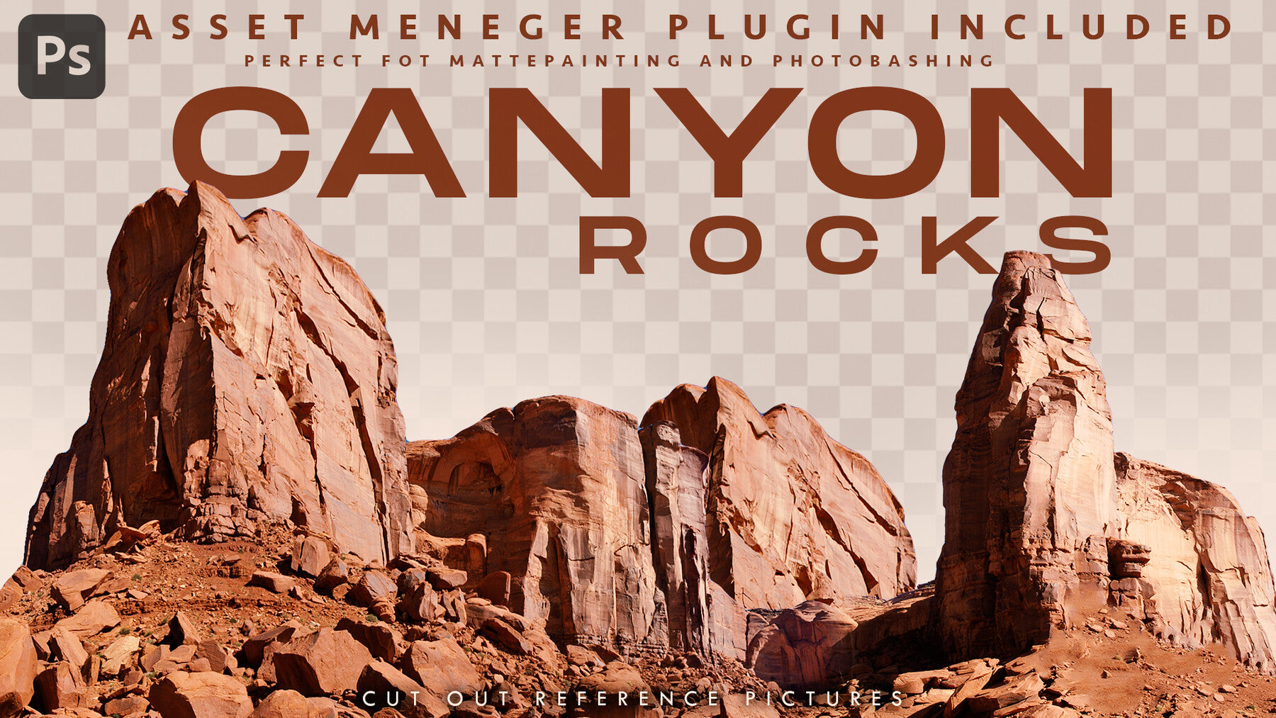 254 + Canyon Rocks Cut out reference images [With Photoshop ASSET MENEGER PLUGIN ]