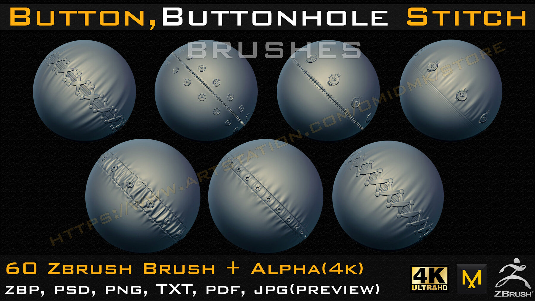 60 Button and Buttonhole Stitch brushes (4K) +Alpha -Vol 01