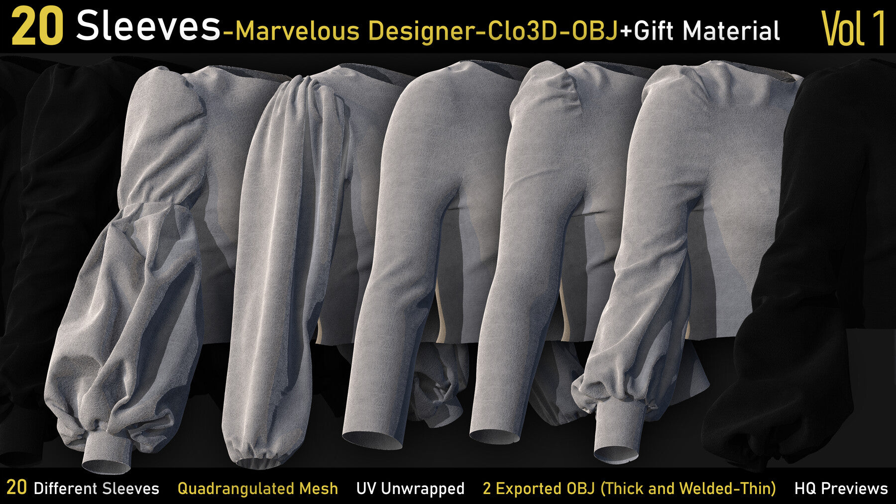 20-Sleeves-Marvelous designer-Clo3d-OBJ