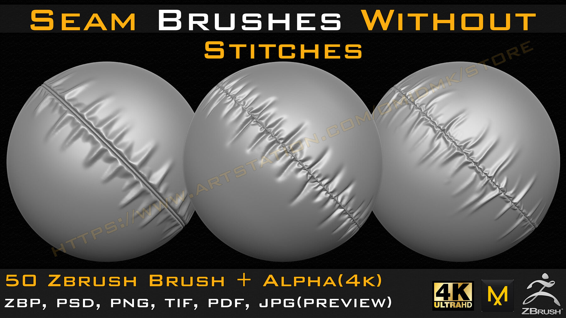 50 Seam Brushes Without Stitches (4k)+Alpha -Vol 02