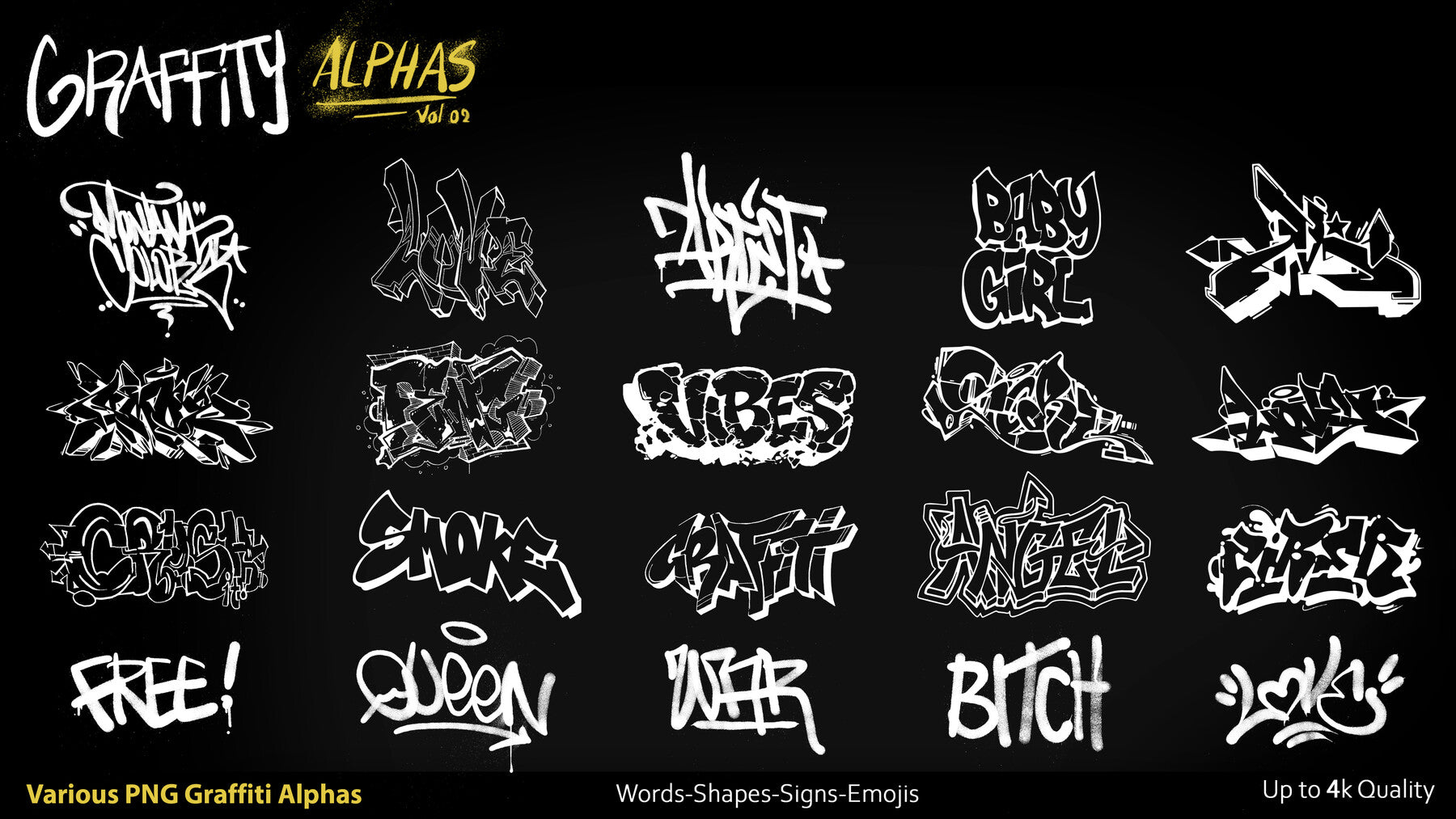 Graffiti Alphas-PNG-Vol02-Substance Painter-Photoshop