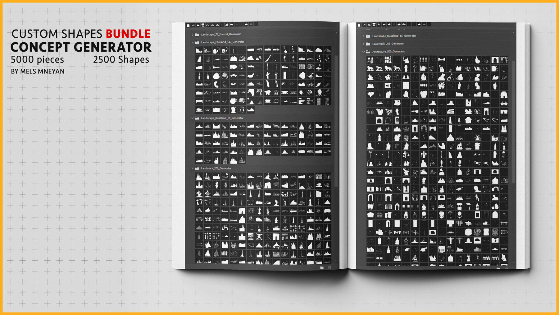 Concept Generator Tool [Custom shape Mega BUNDLE - 5200 pieces ] [Photoshop]