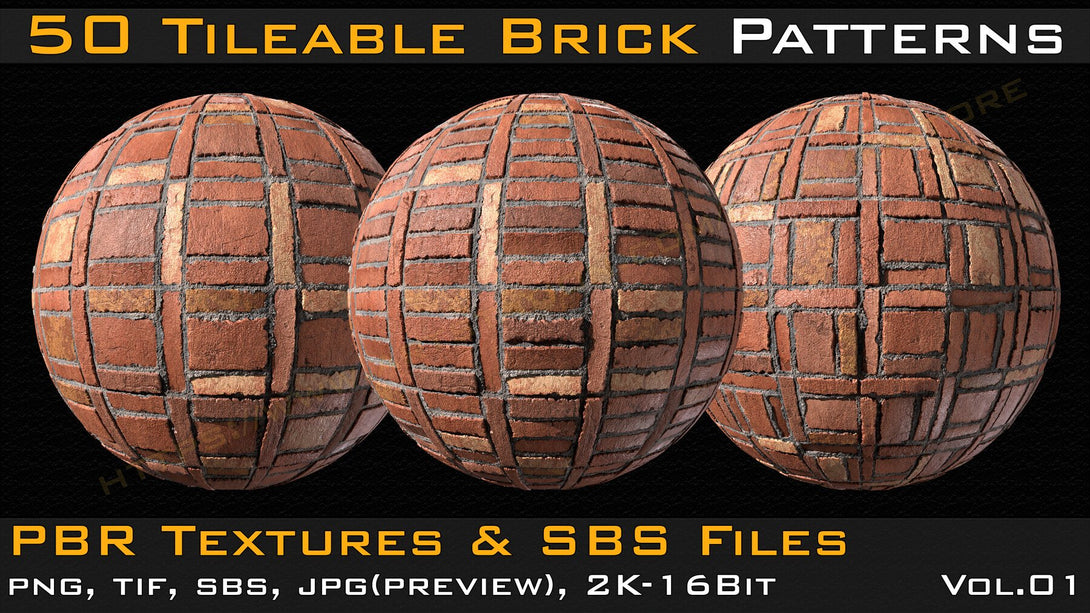 Brick Roster Texture 50 Tileable Brick Patterns PBR Textures Vol.01 | S3ART Store