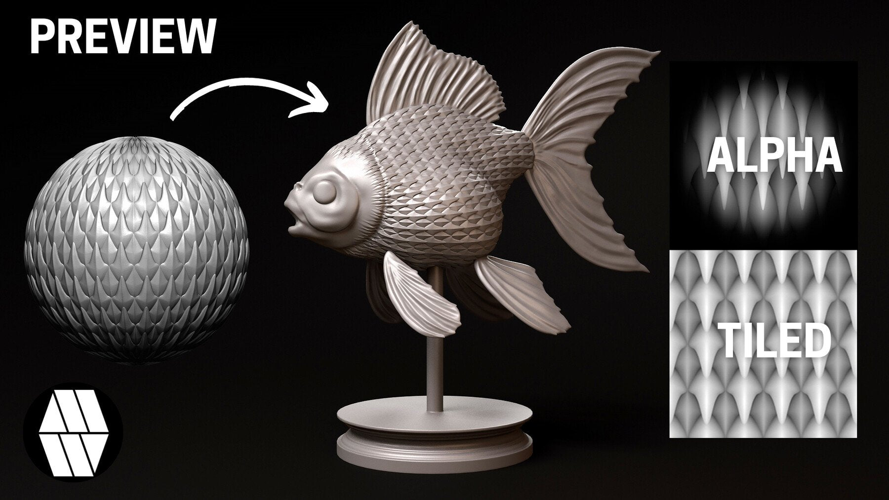 20 Scale Tiled Alphas for ZBrush