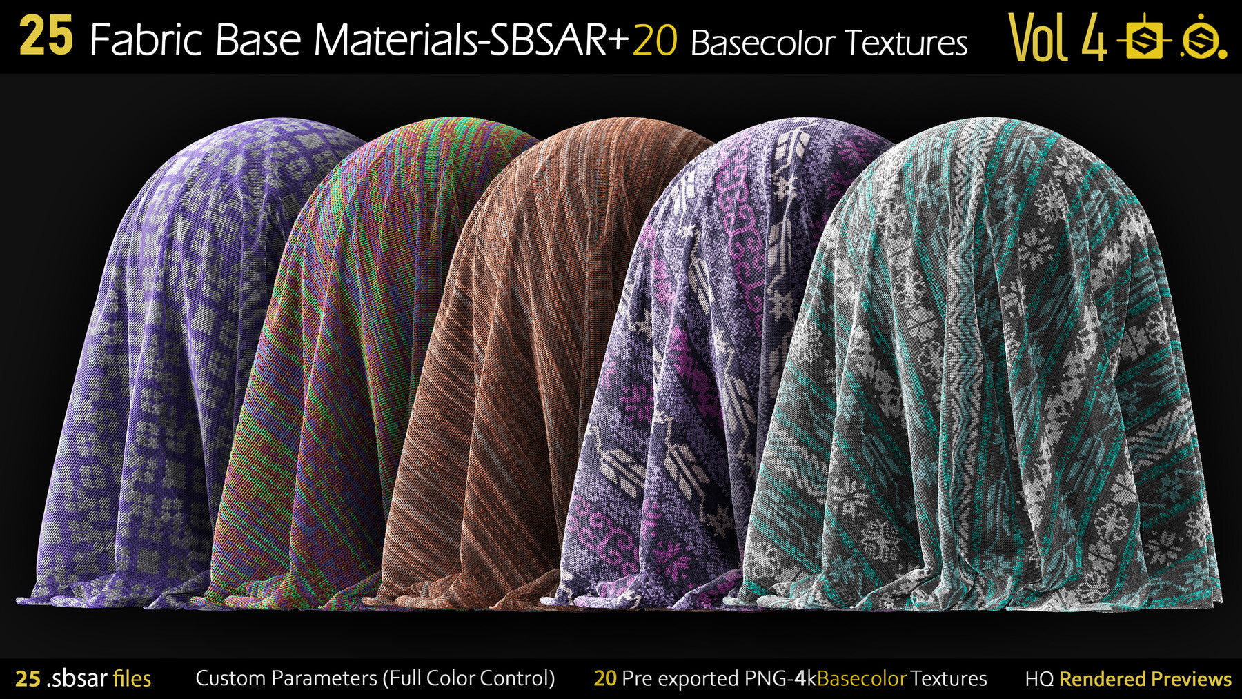 25 Fabric Materials-sbsar+20Basecolor Textures