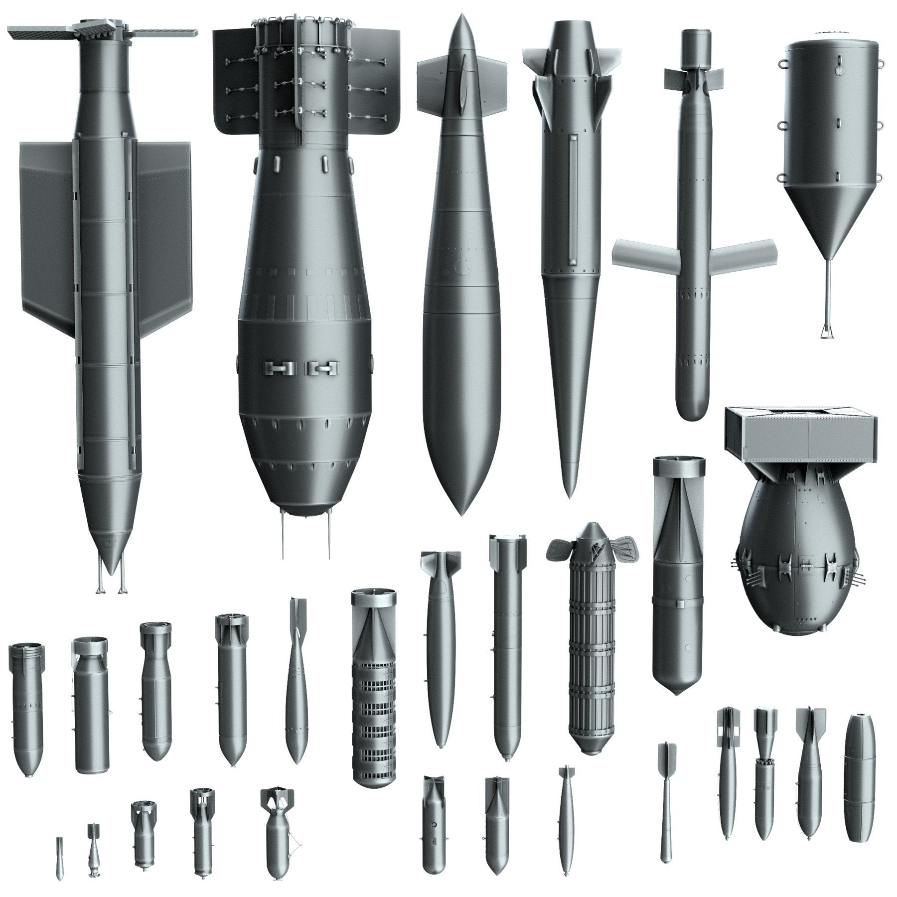 World War Bombs KITBASH bundle [30 Unique Rockets and Bombs]