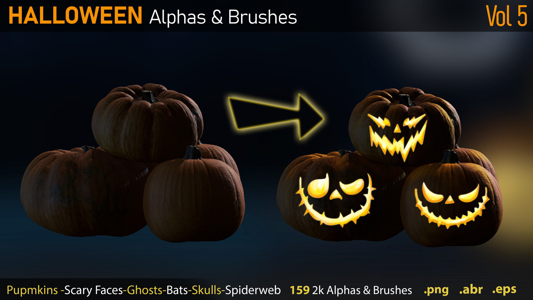 Halloween Alphas & Brushes + eps Files