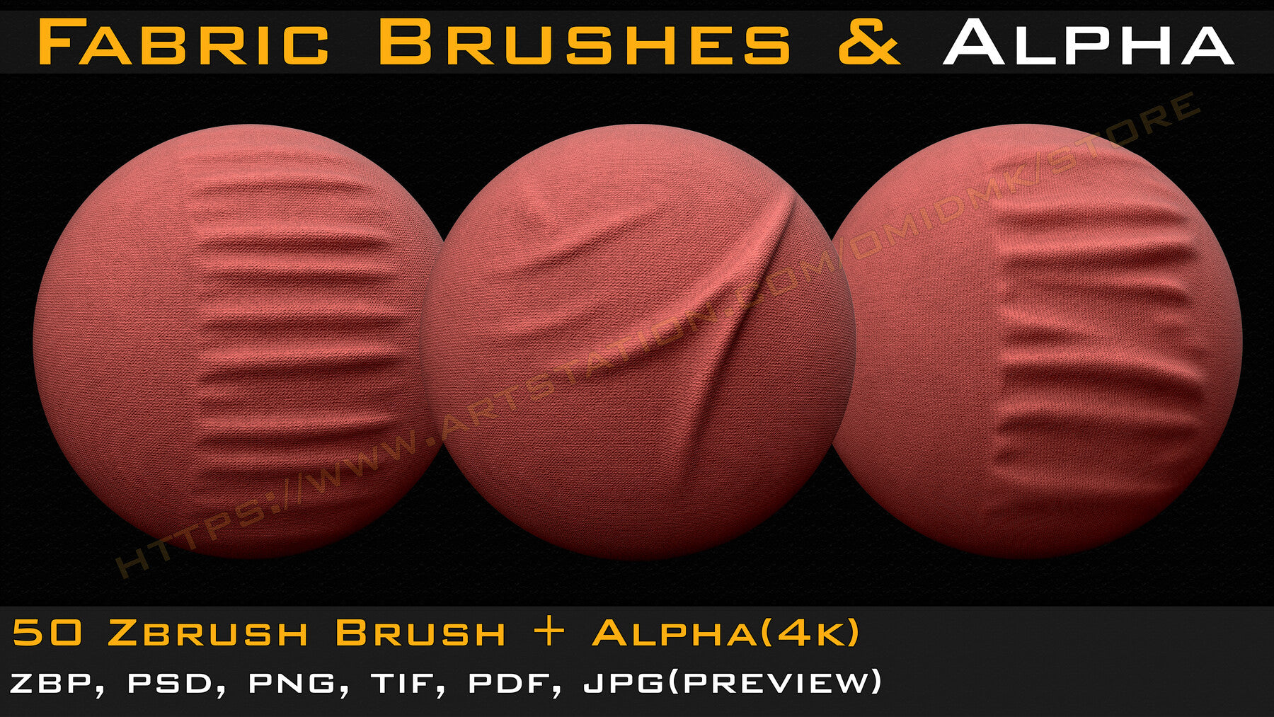 50 +10 Fabric & leather Brushes (4k) Tension & Compression Folds- Alpha V-01