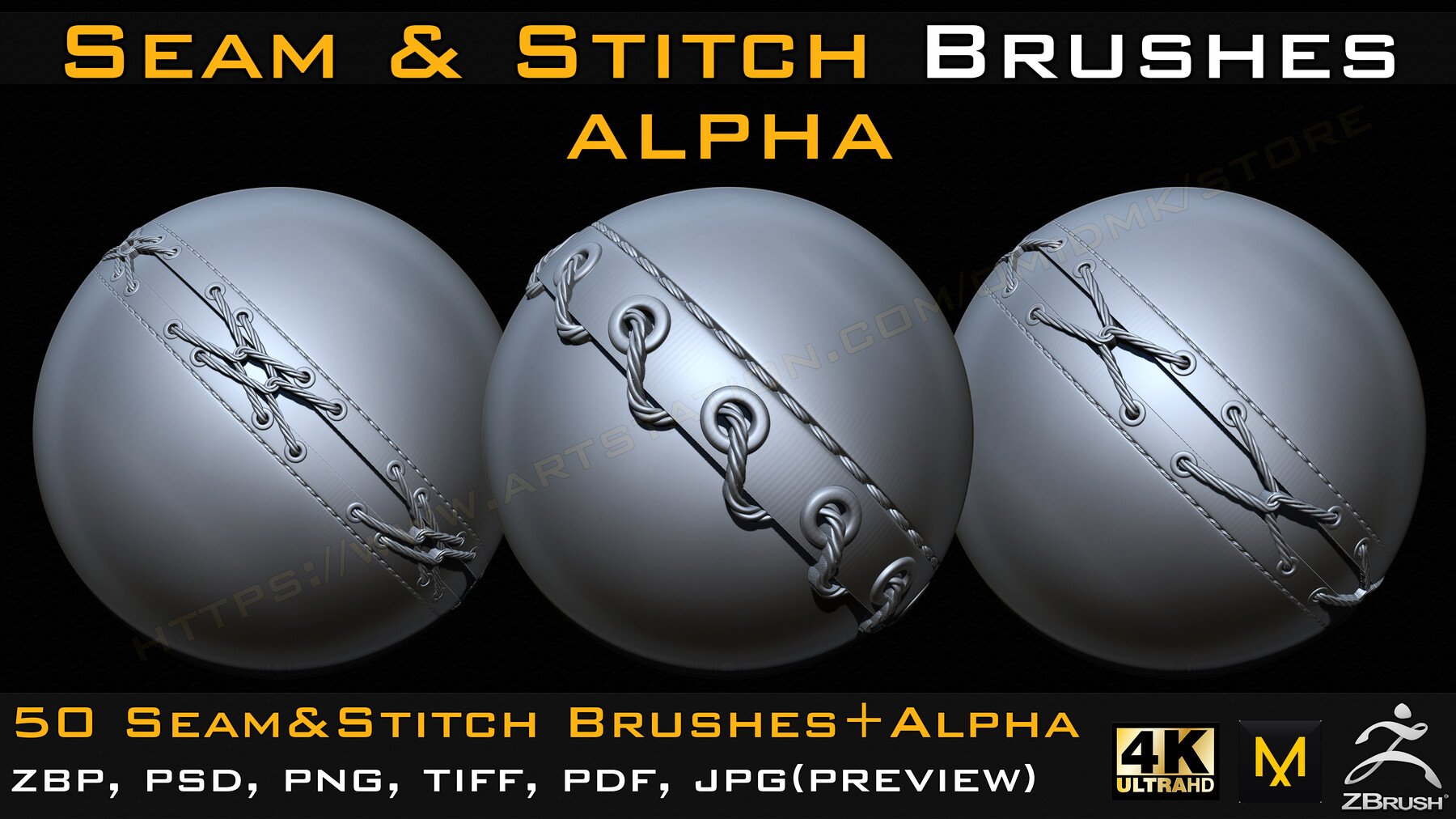 50 Seam & Stitch Brushes + Alpha Vol.4