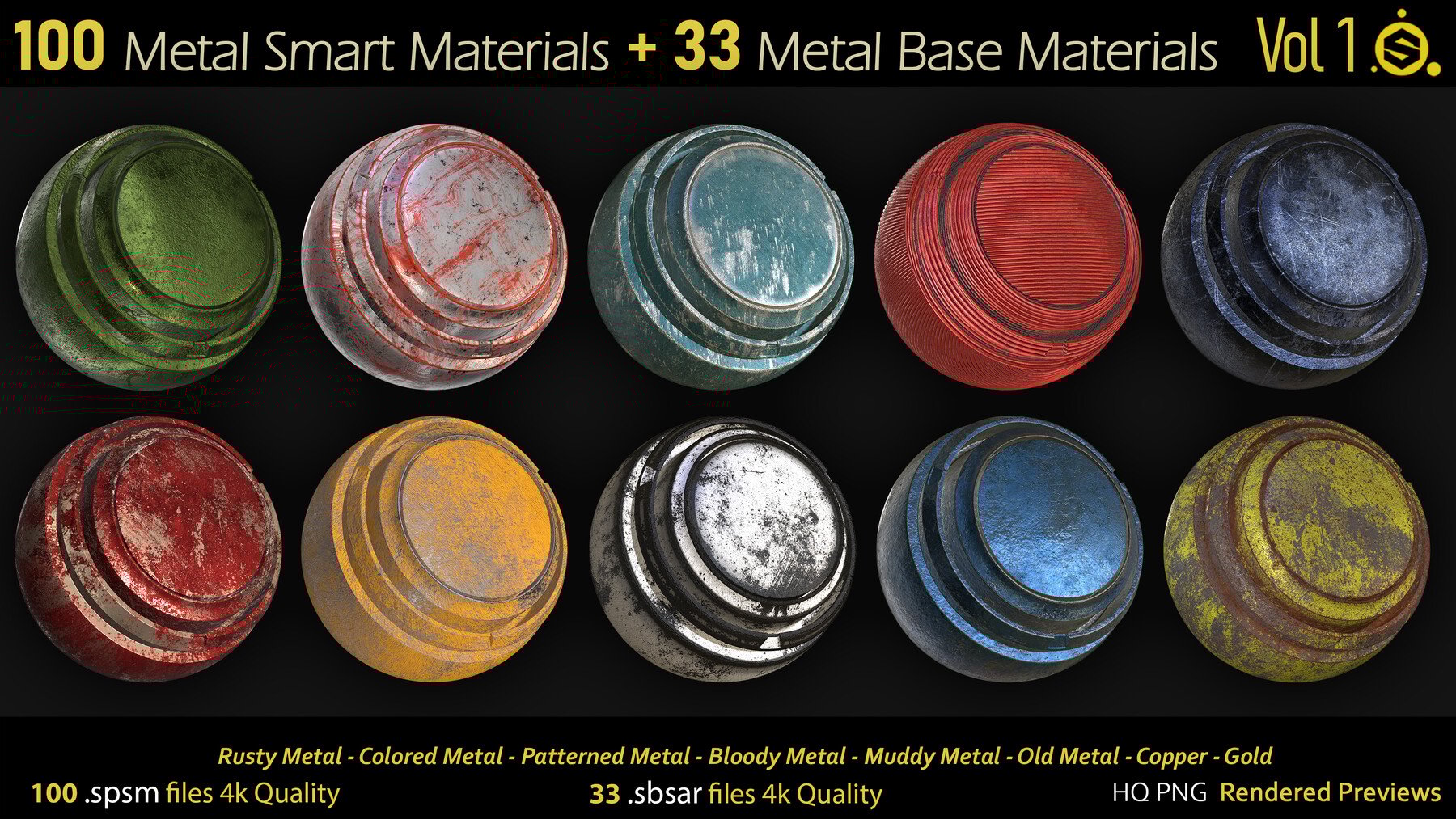 Metallic Smart Materials for Substance Painter | S3ART Store