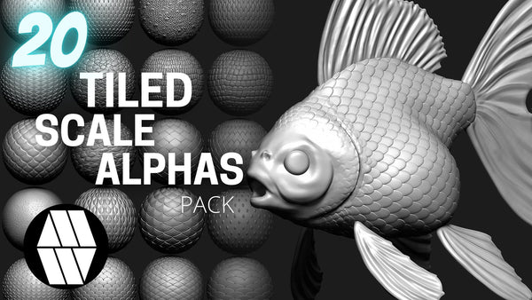 20 Scale Tiled Alphas for ZBrush