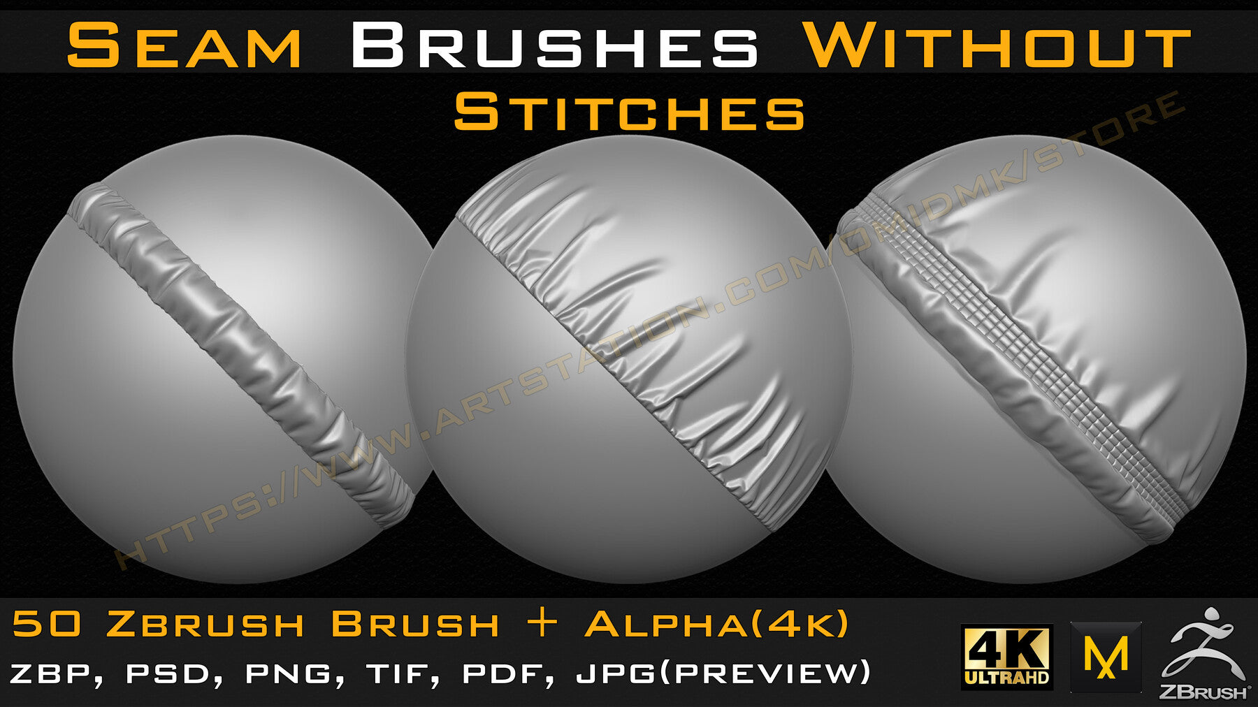 50 Seam Brushes Without Stitches (4k)+Alpha -Vol 02