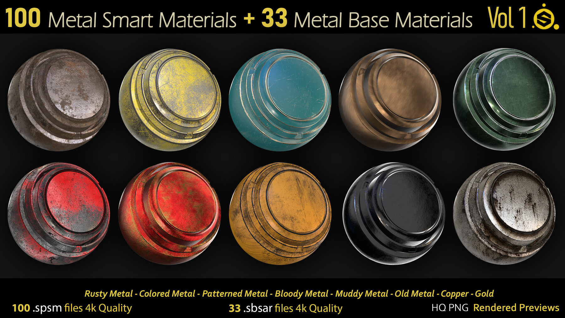 Metallic Smart Materials for Substance Painter