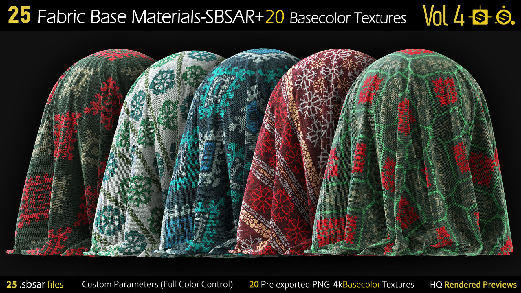 25 Fabric Materials-sbsar+20Basecolor Textures