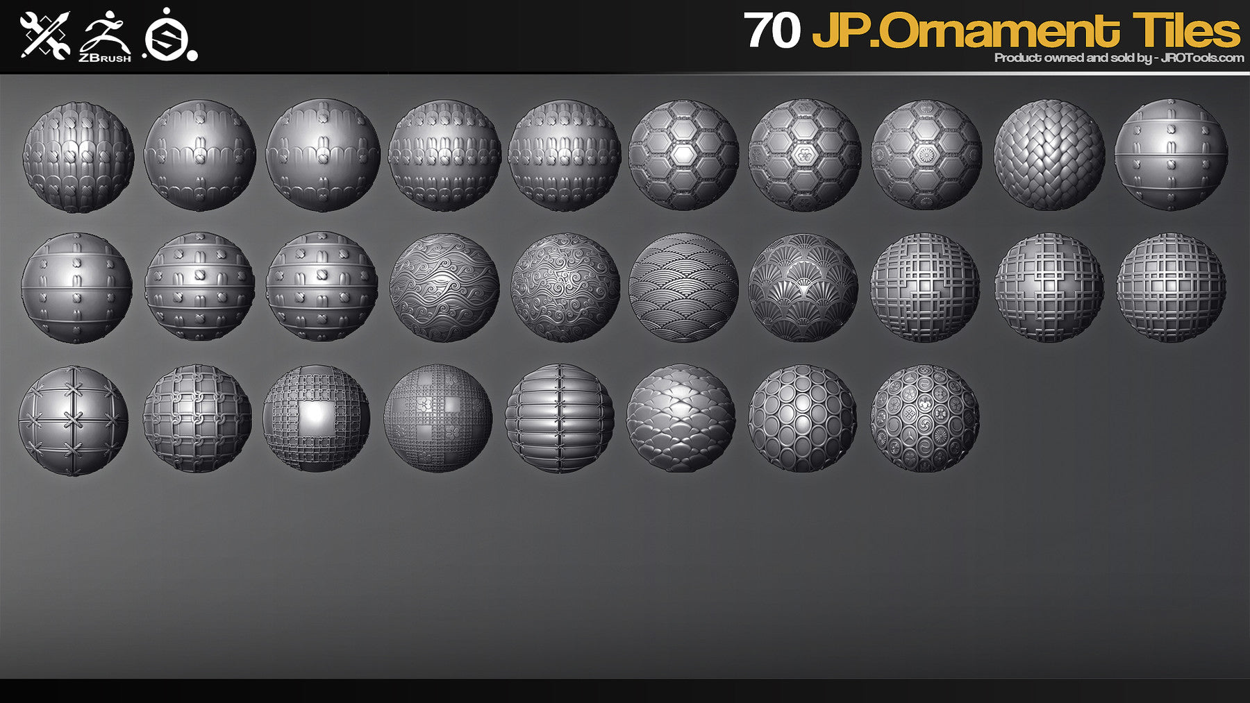ZBrush/SP - 70 JP.Ornament Tiles