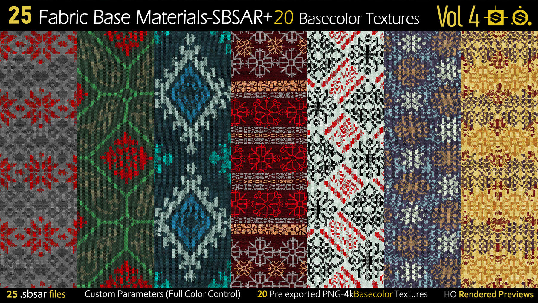 25 Fabric Materials-sbsar+20Basecolor Textures