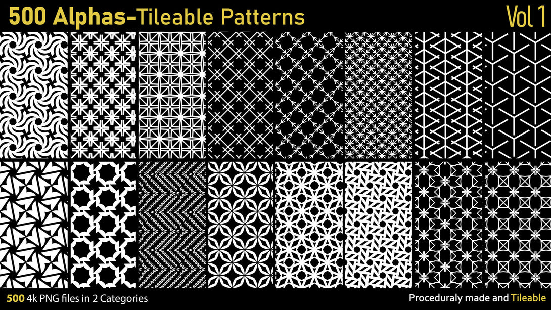 Alphas Substance Patterns 500 Alphas-Tileable Patterns-Vol1 – S3ART Store